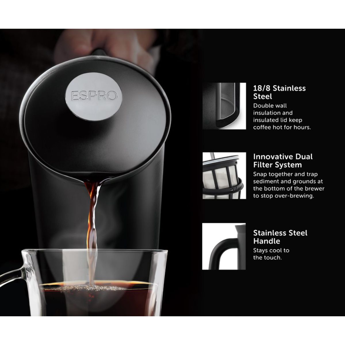 Espro P7 Coffee Press 32oz – Black - Image 3