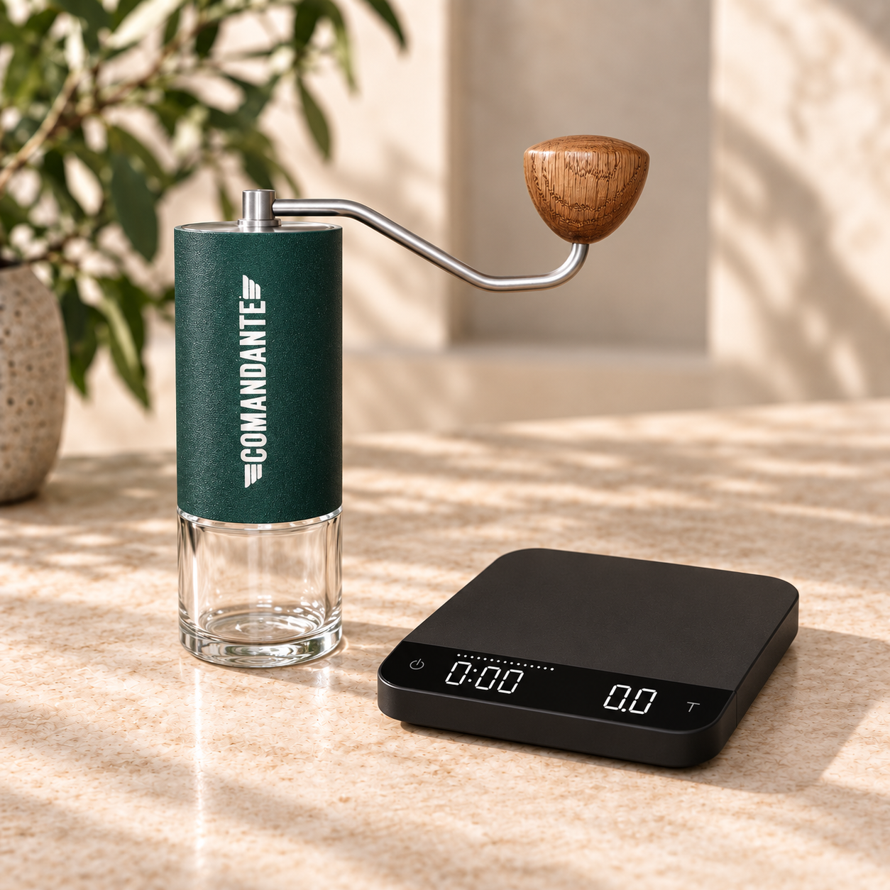 Hand grinder and digital coffee scale