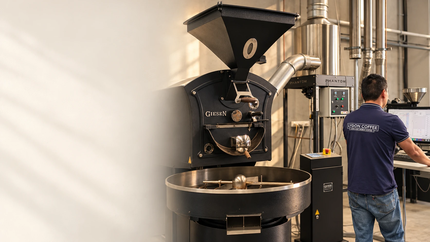 LygonCoffee roaster at work on the Giesen roaster in Adelaide